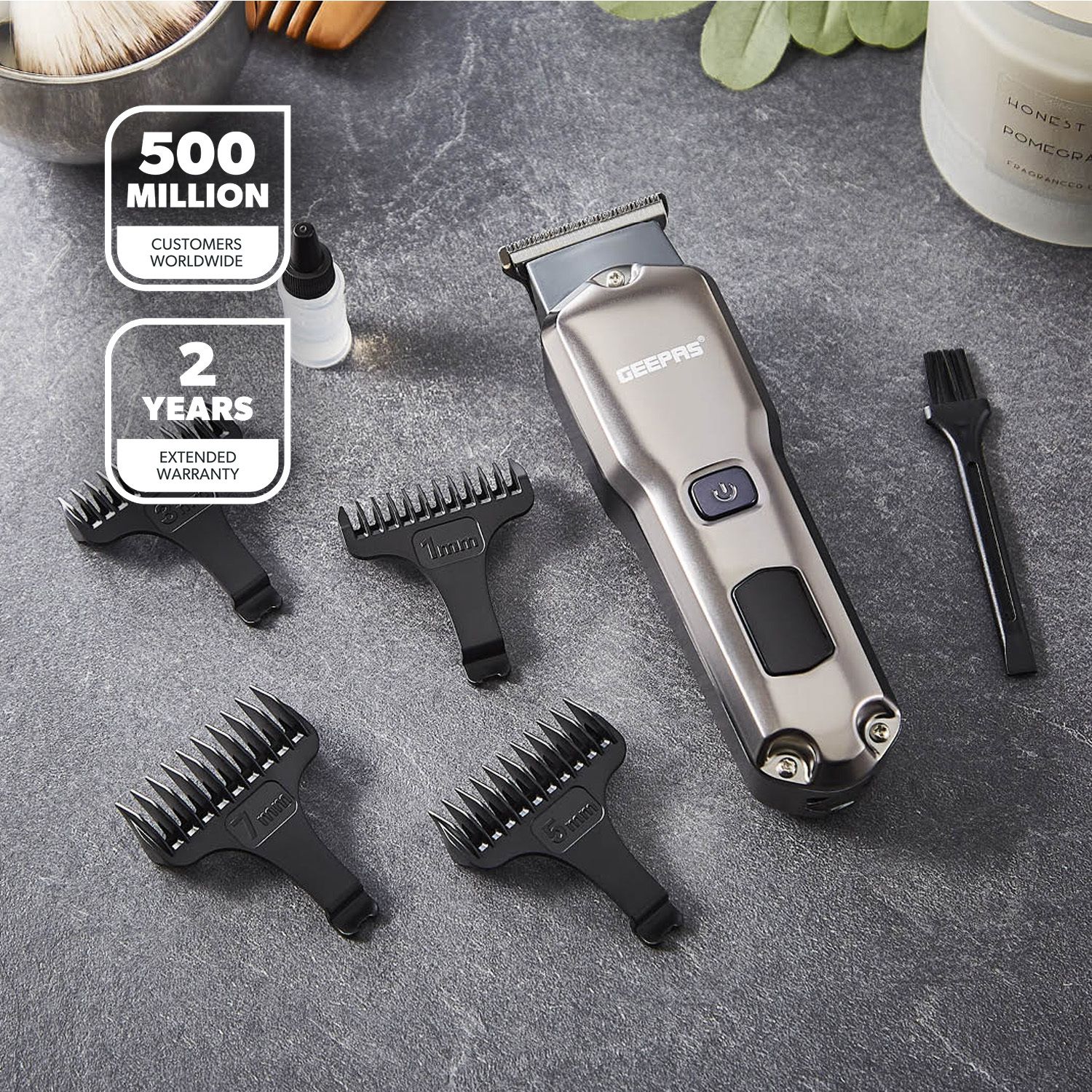 Geepas Rechargeable Cordless Beard Trimmer with LED Display Stubble Remover