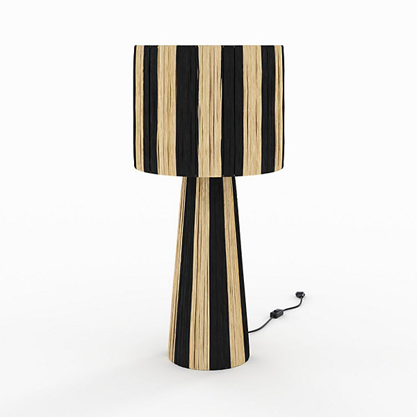 Grande lampe rayée noire en feuille de palmier - Soléa