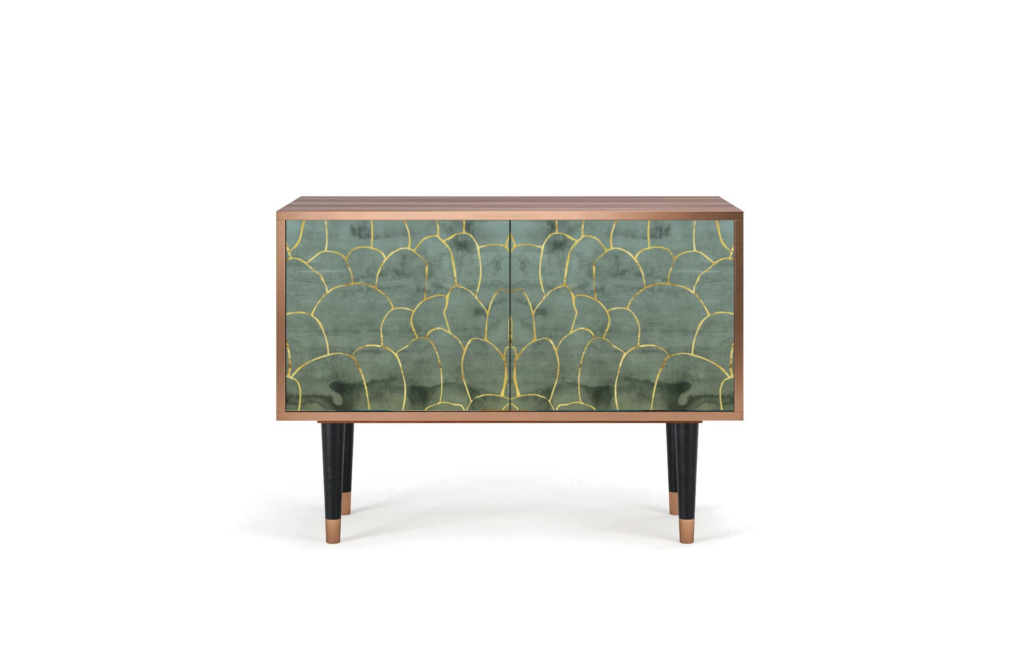 MAGNIFICENT WATER LILY - Buffet bas  bleu-vert 2 portes L 94 cm