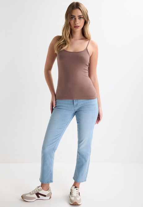 Womens Mocha Brown Stretch Cami Vest Top