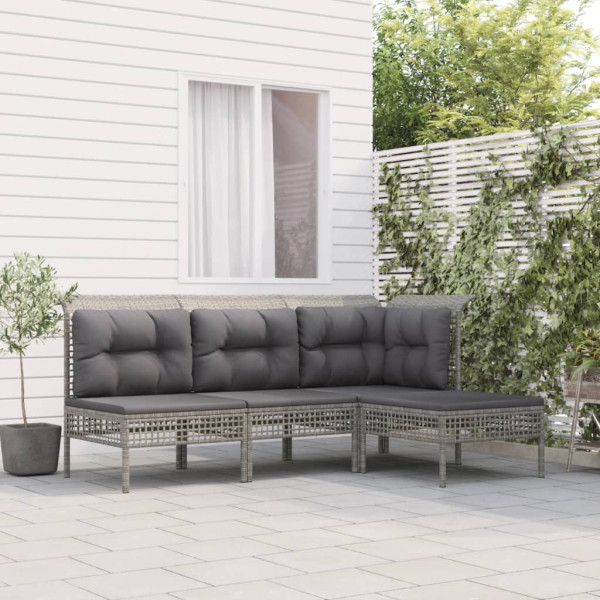 Zestaw wypoczynkowy do ogrodu Szary Technorattan narożna   2x sofa
