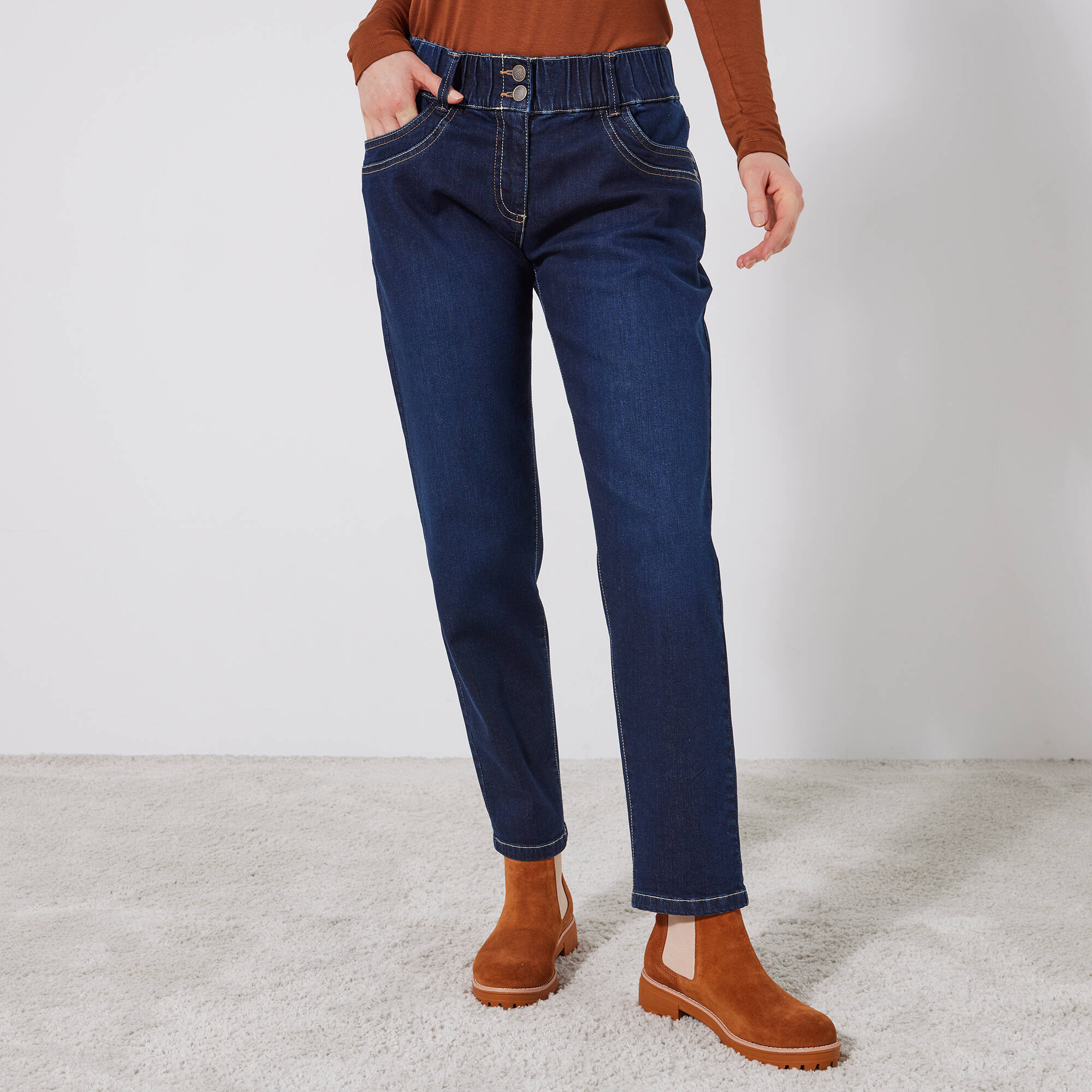 Jean mom taille élastiquée