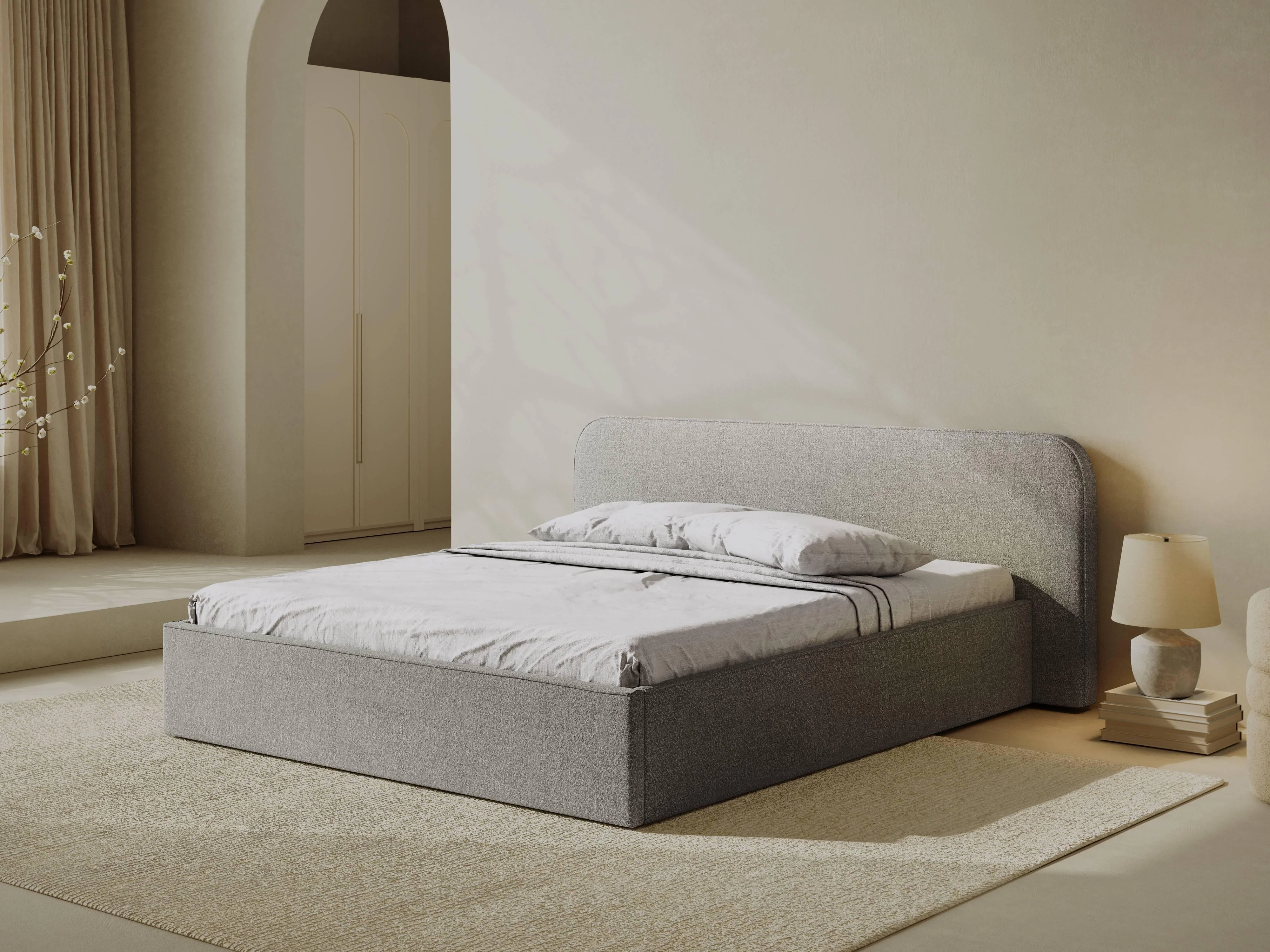 Bedframe met opbergvak Elizabeth 180x200 bouclé