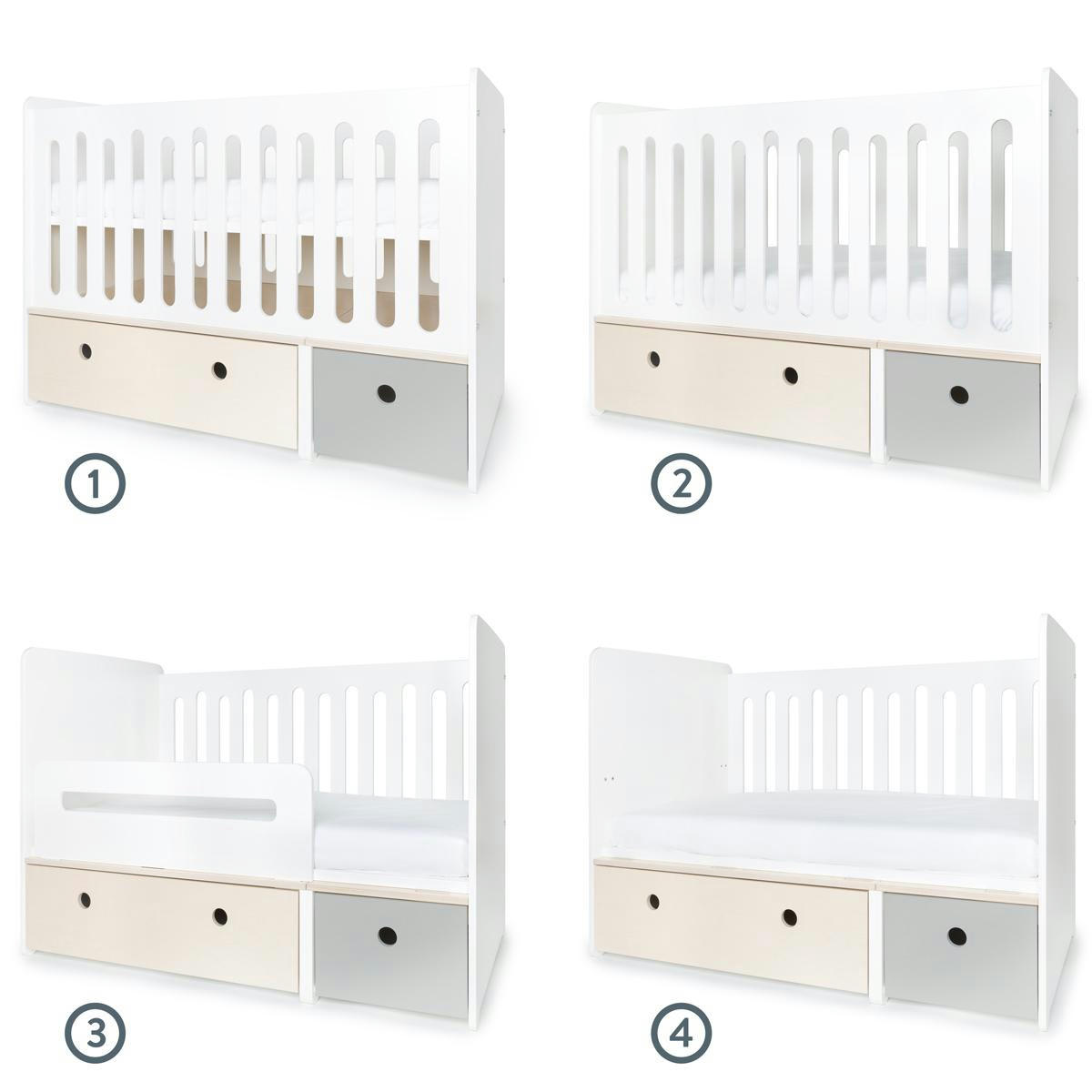 COLORFLEX - Lit bébé évolutif 70x140cm blanchi-gris perle