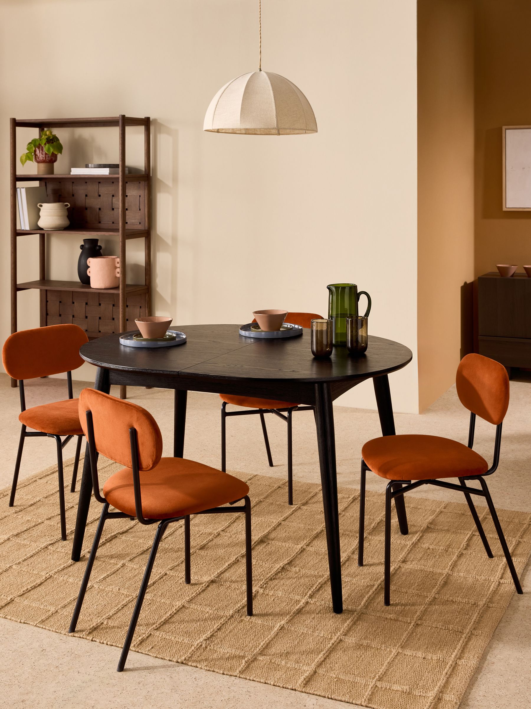 Deauville 4 to 6 Seater Oval Extending Dining Table in Black Stain Oak