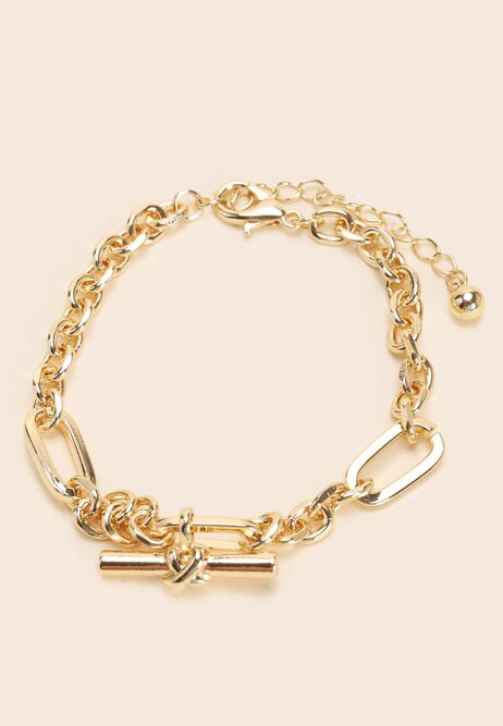 Womens Gold T Bar Chain Bracelet