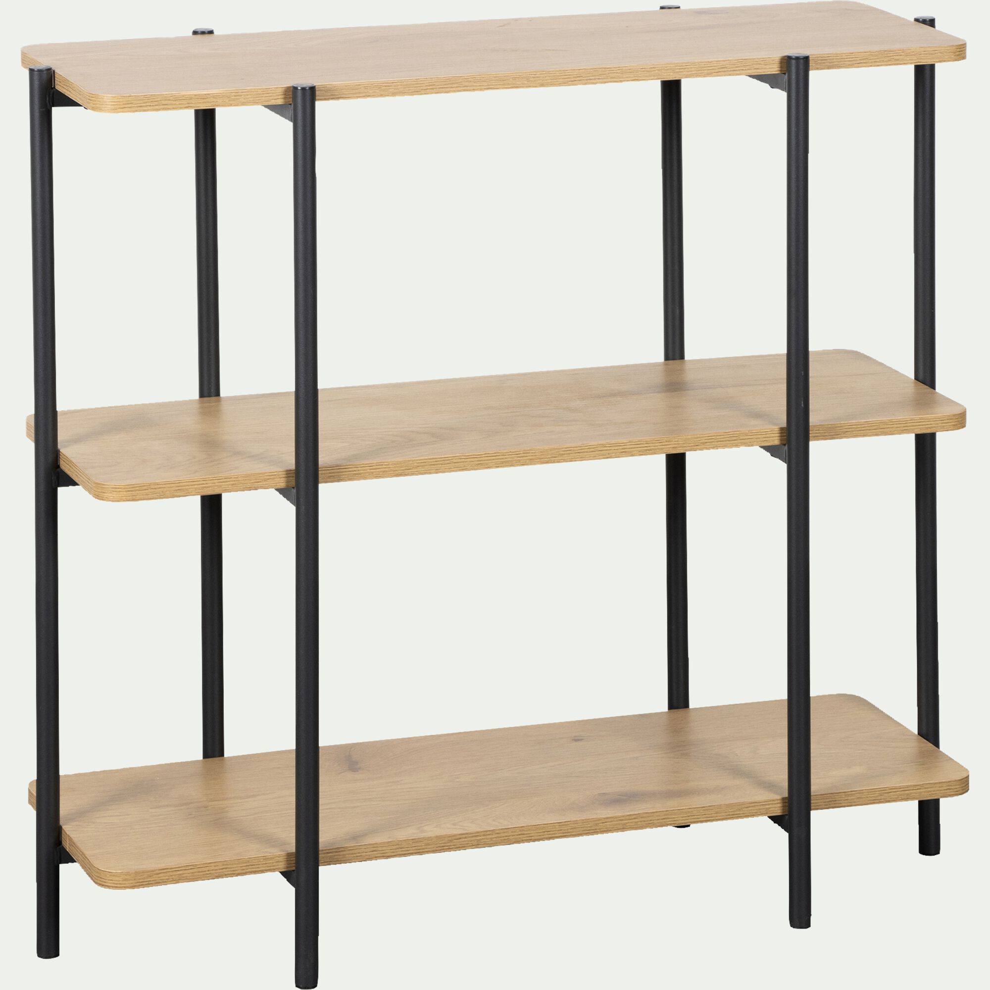 IZZY - Bibliothèque en bois et fer noir l80cm - bois clair