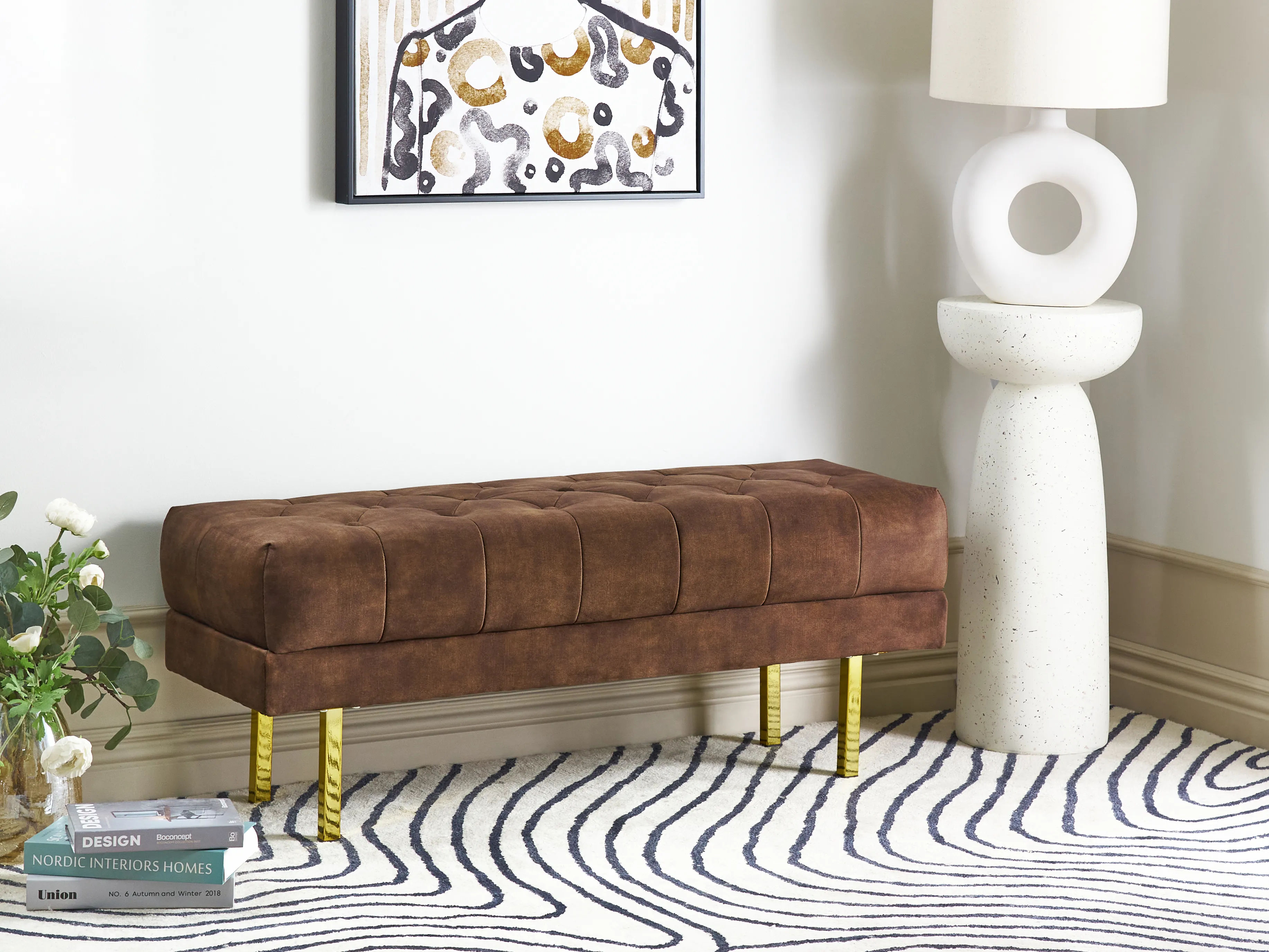 Upholstered Bench ROSEVILLE Velvet Dark Brown