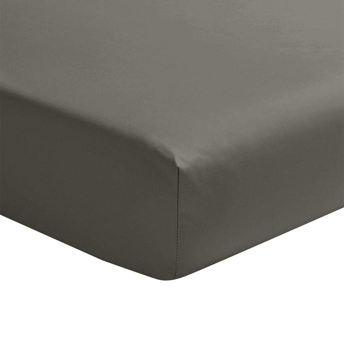 PALAZZO - Drap housse en satin de coton gris 180x200