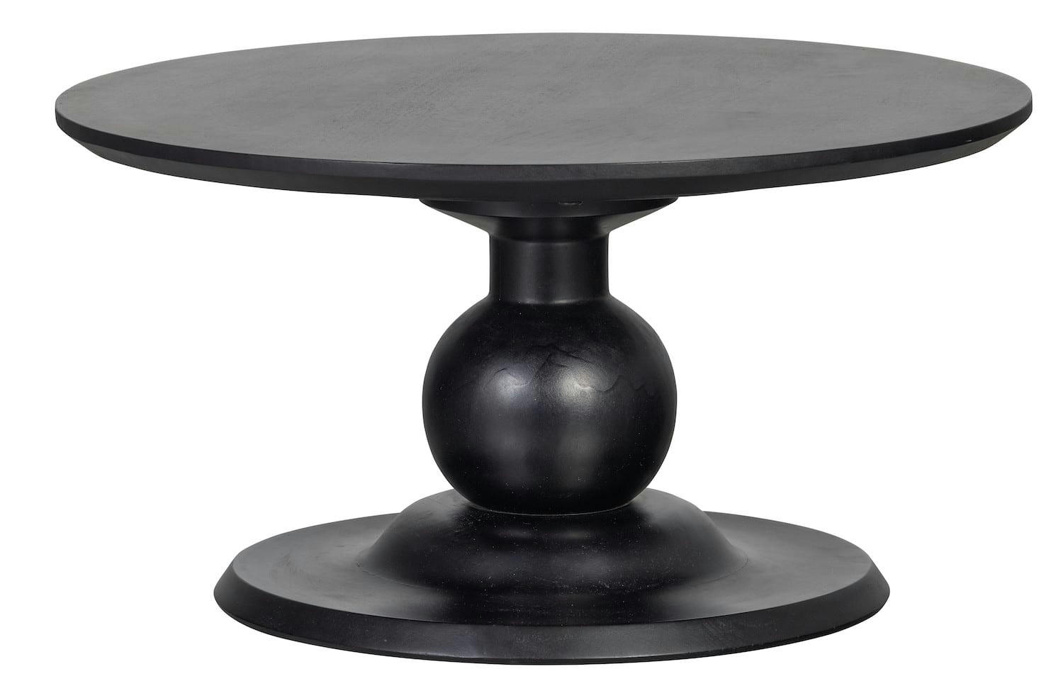 BAROC - Table de salon ronde en bois de manguier noir