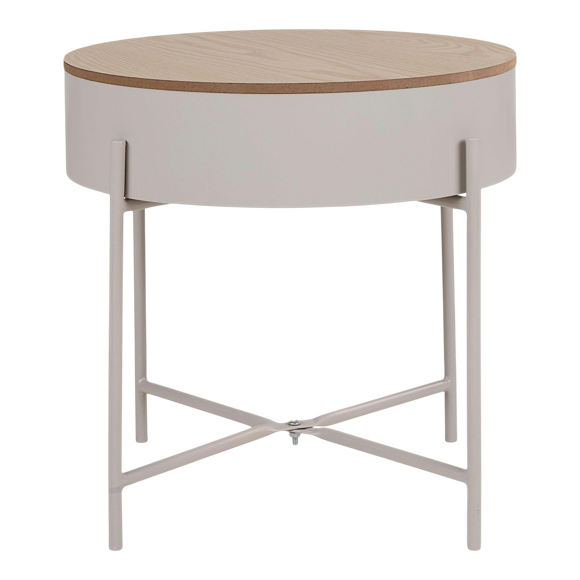 Bout de canapé métal beige plateau effet bois ODENSE