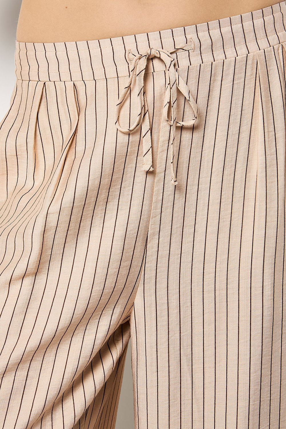 Apricot Pinstripe Wide-Leg Trousers