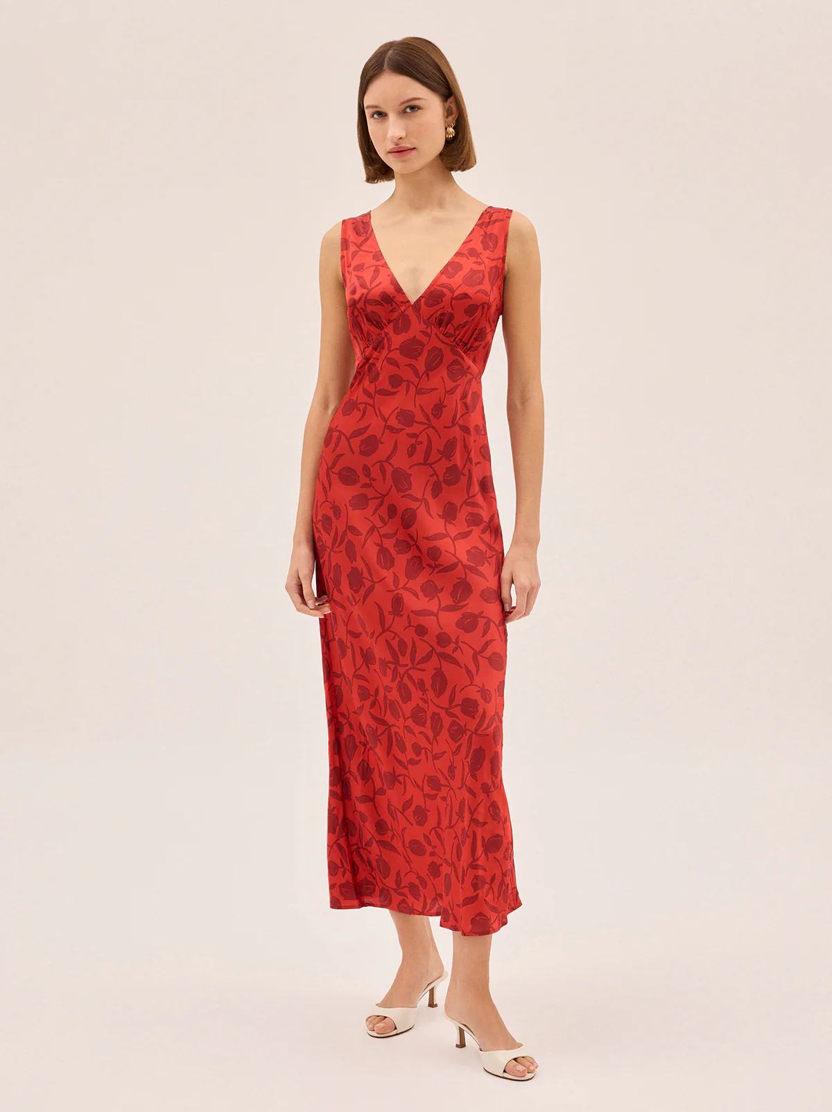 Danna Red Tulip Print Dress