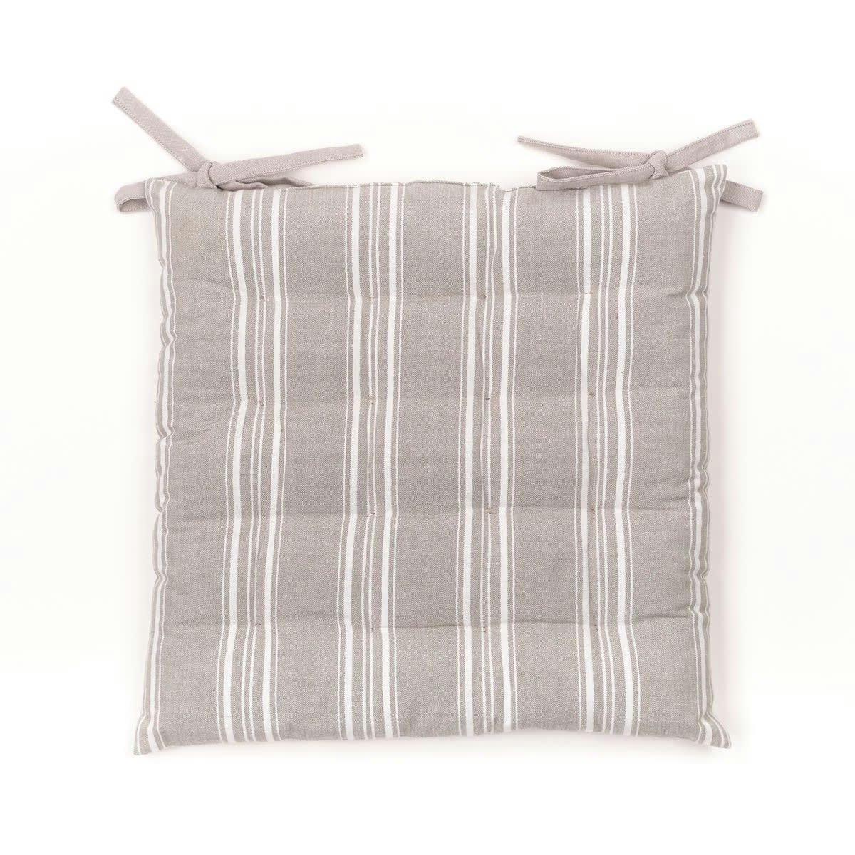 CHARME - Assise matelassée imprimé en coton beige 40x40