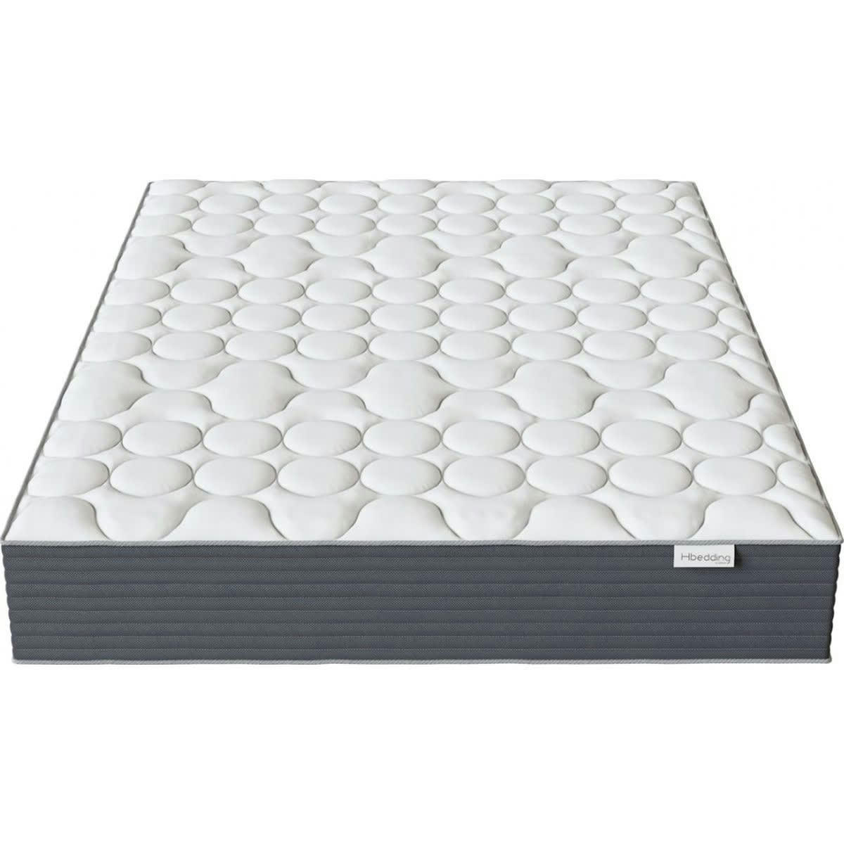 ENSEMBLE DINA - Lit en tissu gris clair 140x190 +Matelas à ressorts ensachés 22cm