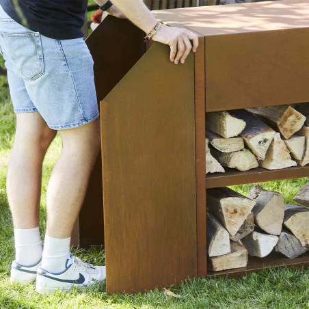 Raccordement en acier corten Nestor pour brasero plancha et meuble Buddy - Barbecook