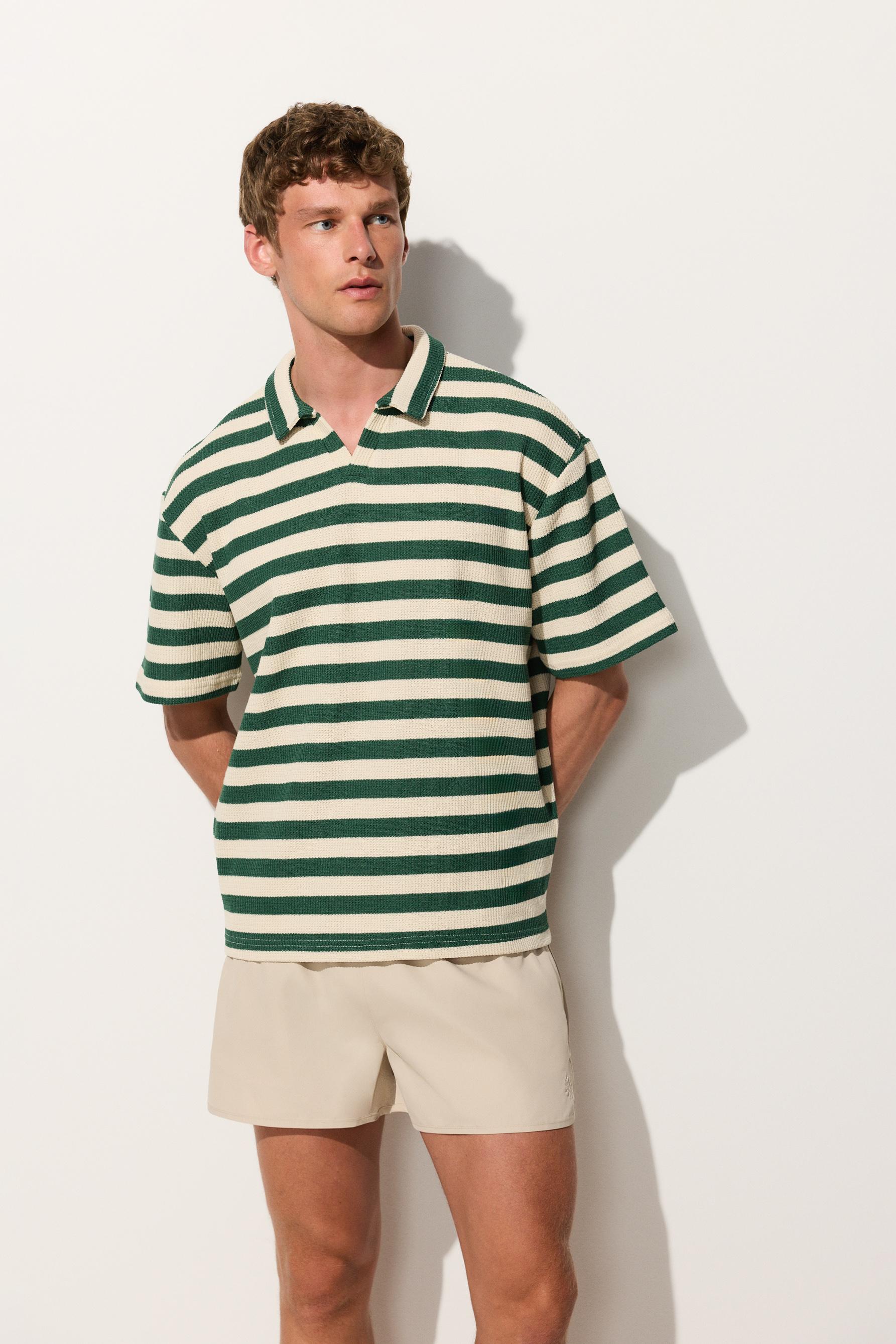 Hombre | Polo rayas verdes textura