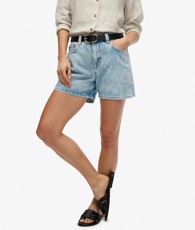 Mid Rise Denim Shorts
