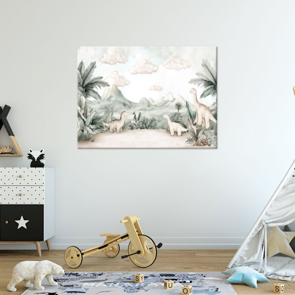 Obraz dla dzieci do pokoju, Dinozaury Jurajski świat w pastelach 60x40