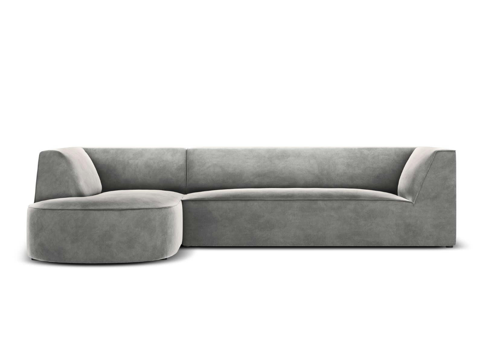 CHARLES - Canapé D'Angle Gauche 4 places en Velours Gris Clair