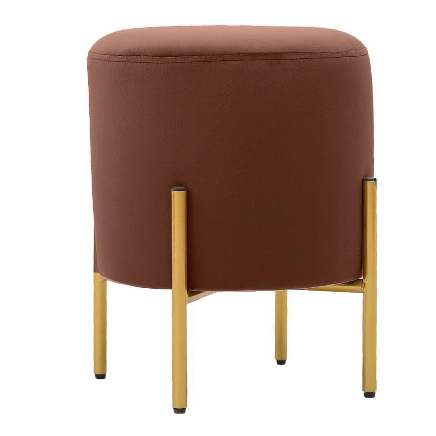 VELVET - Pouf de salon rond en velours marron