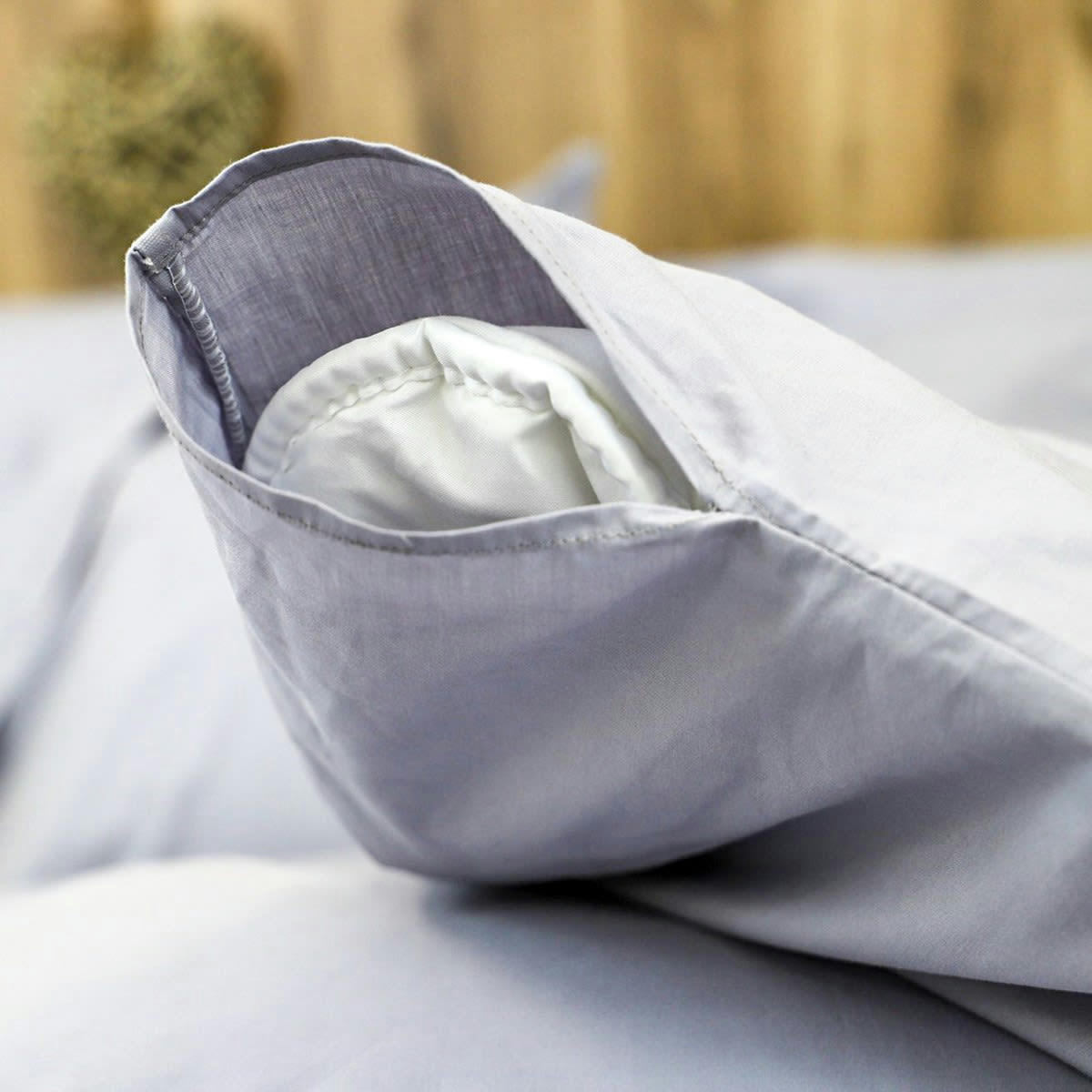 HDC DESIREE - Housse de couette 200 fils en percale de coton gris 140x200 cm