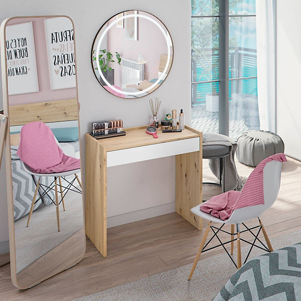 Calicosy bureau droit - 82 x 40 cm. haut de 77 cm. en bois avec 1 tiroir - blanc