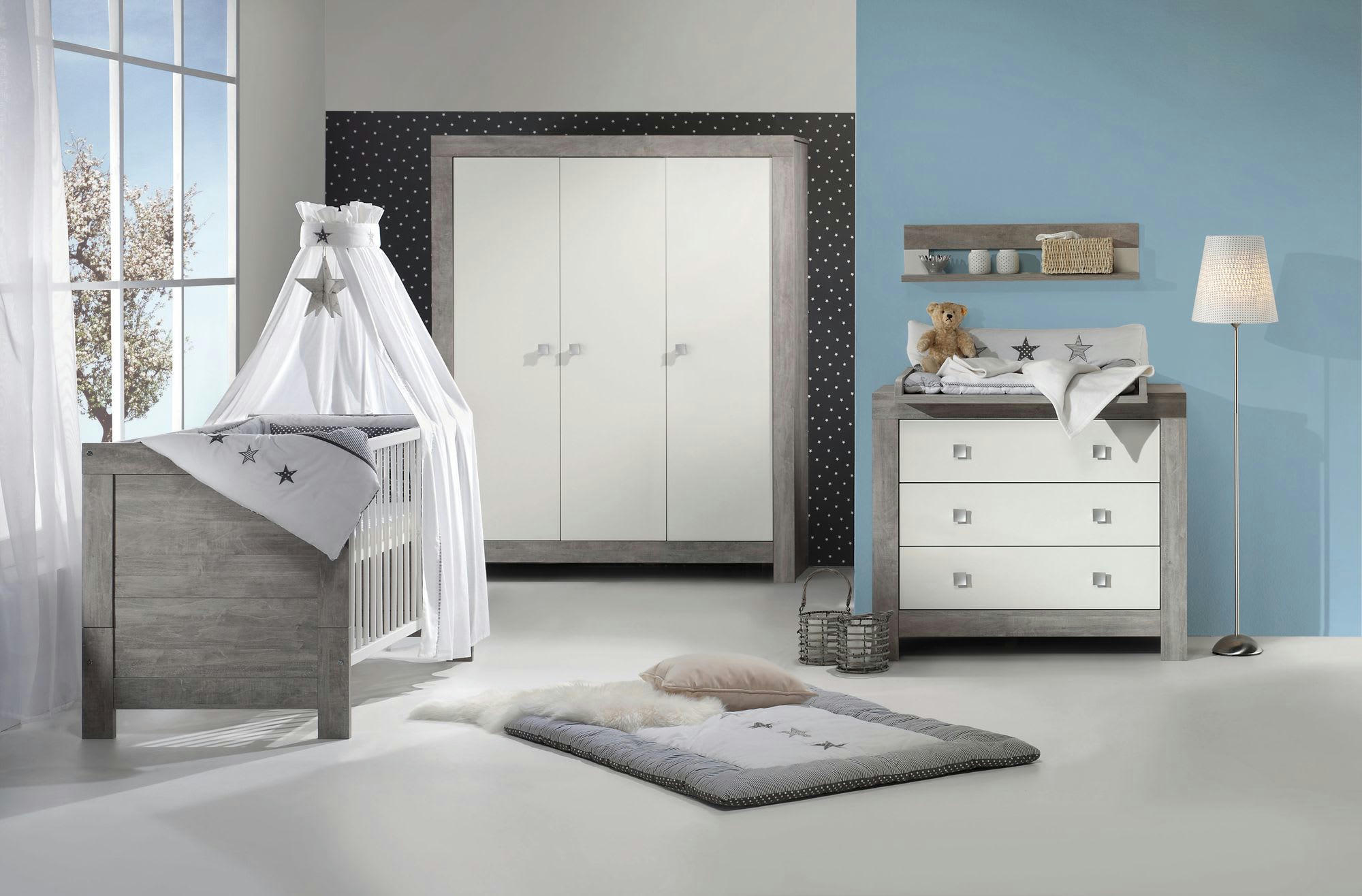 NORDIC DRIFTWOOD - Armoire enfant 3 portes gris et blanc