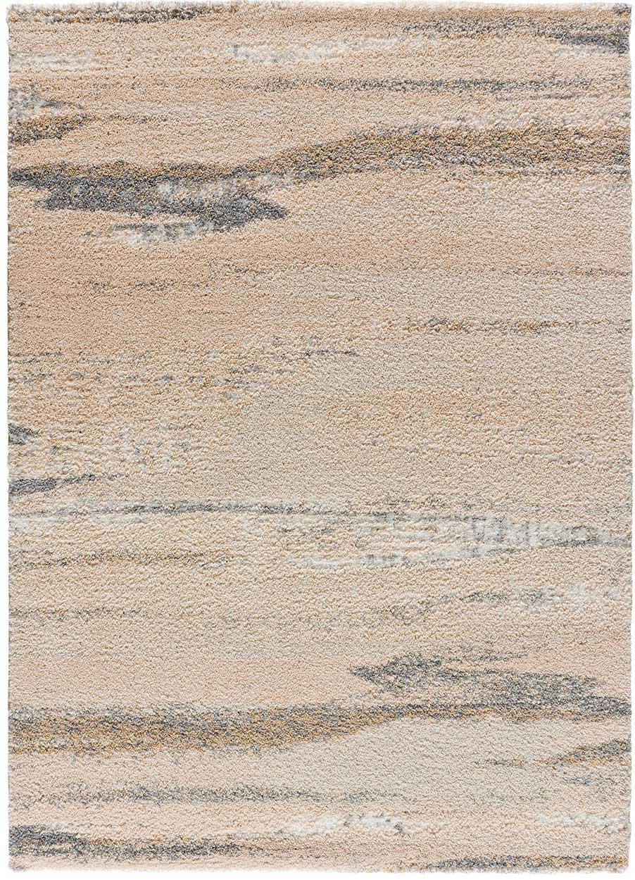 ENYA - Tapis shaggy aux textures mélangées beige, 080X150 cm