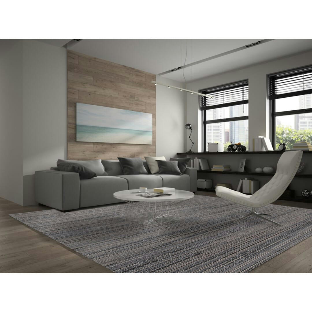 OPUS - Tapis rayé vintage en polypropylène gris 120x170