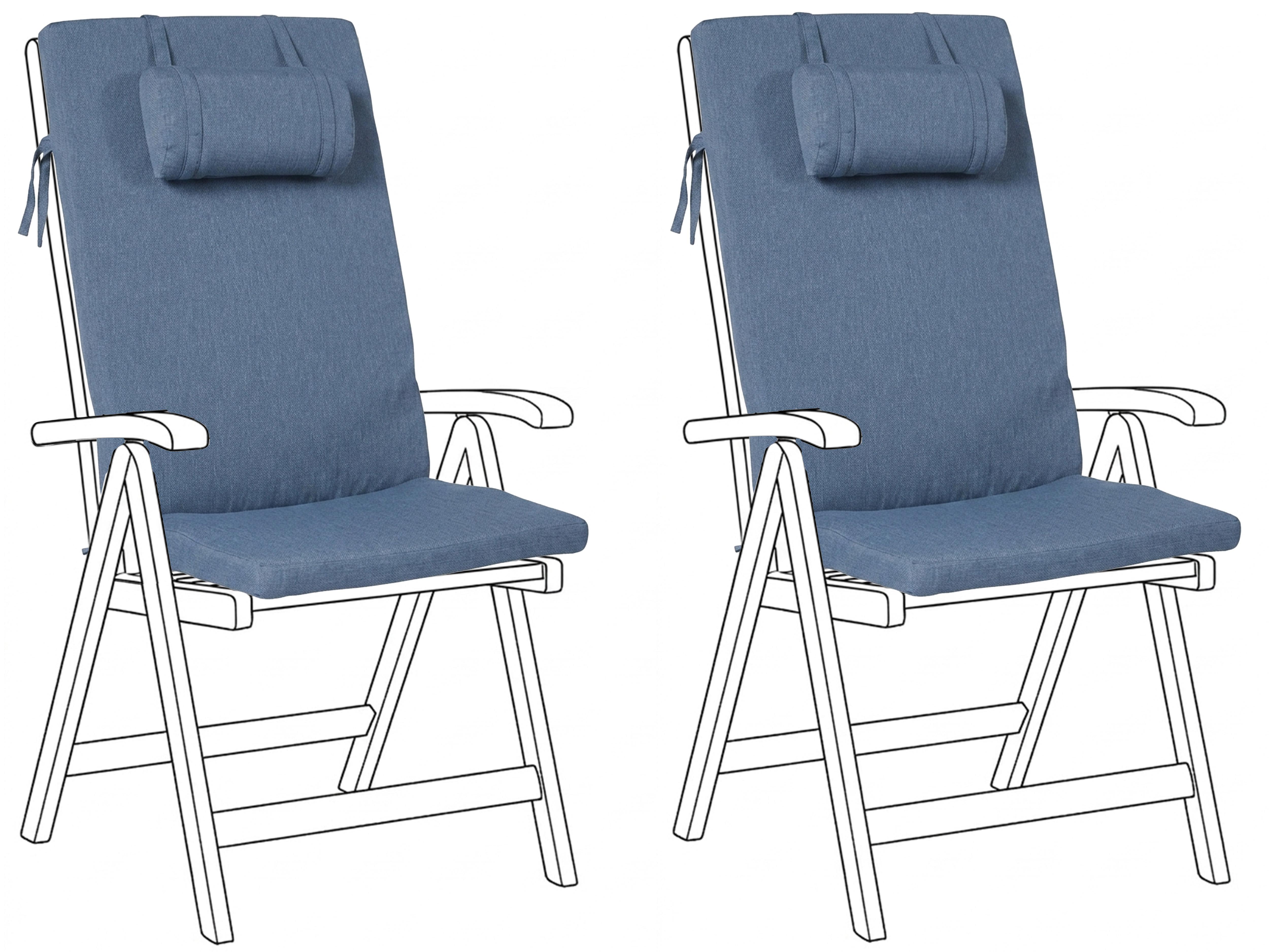 Set of 2 Back/Seat Cushions JAVA/AMANTEA PREMIUM 50 x 71 cm Blue
