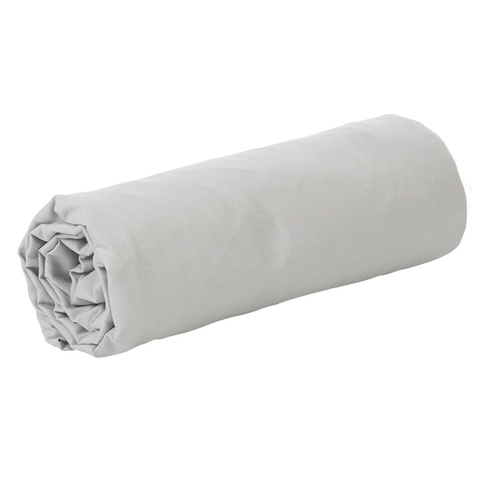 Drap plat uni gris 2 personnes