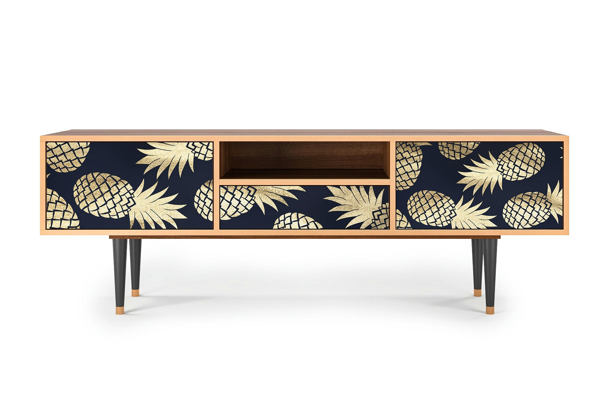 SUNNY PINEAPLE - Meuble TV  bleu et jaune 1 tiroir et 2 portes L 170 cm