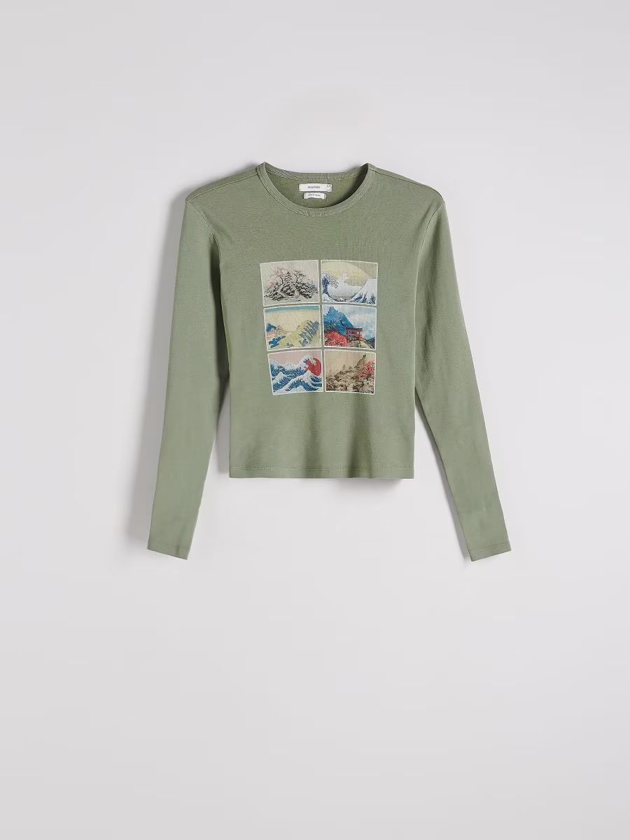 Long Sleeve T-Shirt With Wash-Effect Print