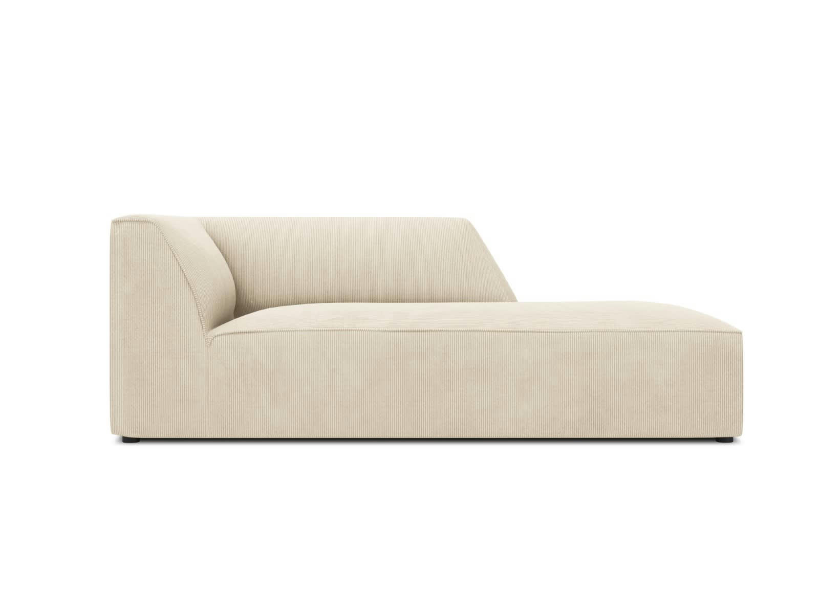 RUBY - Méridienne droite 1 place en tissu velours côtelé beige clair