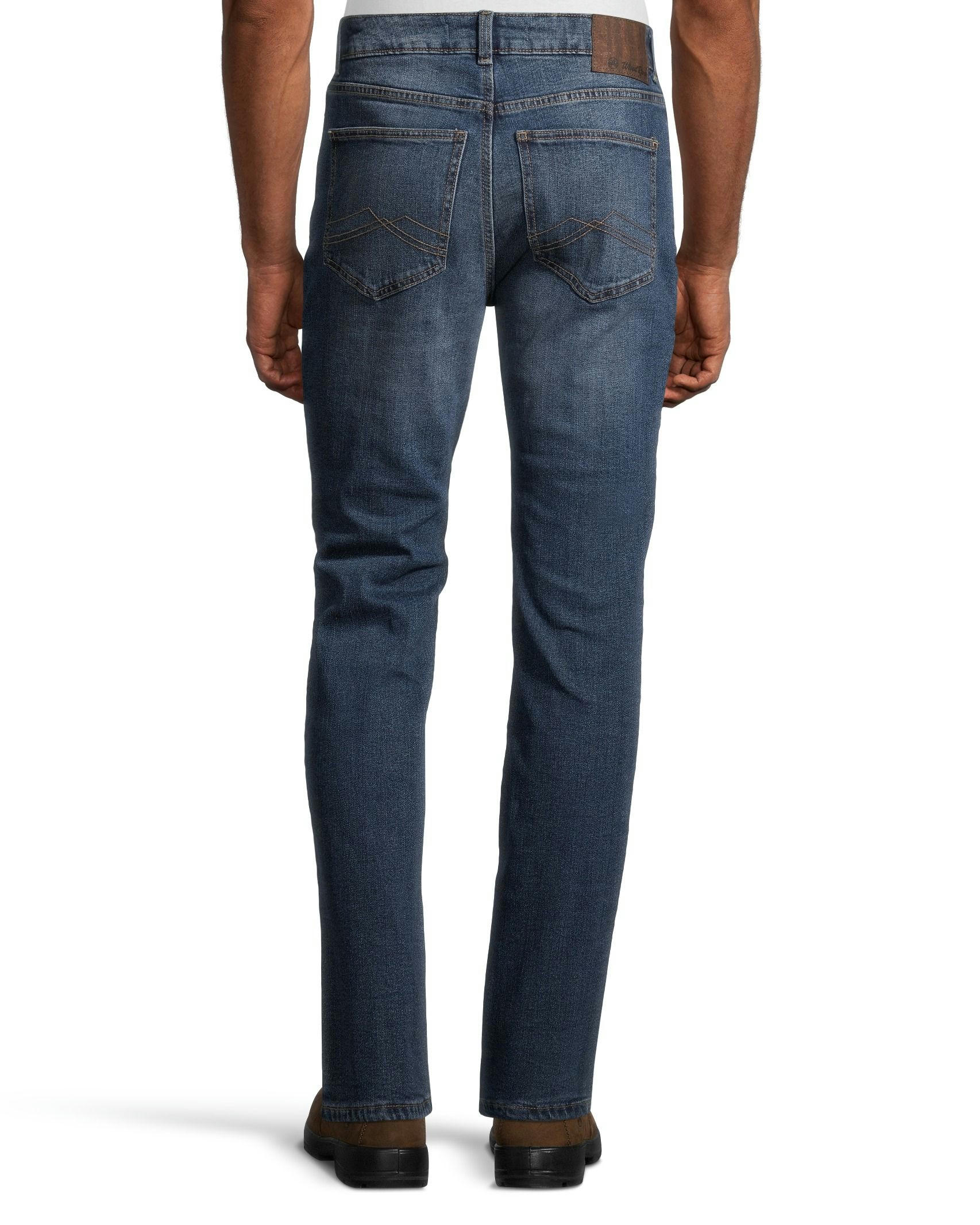 WindRiver Men's Warm T-Max HEAT Stretch Fleece Lined Straight Fit Jeans - Dark Wash
