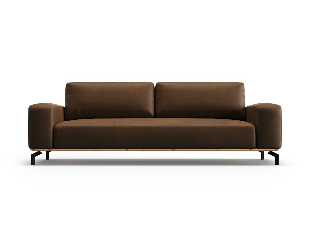 MARC - Canapé 3 places en cuir marron foncé