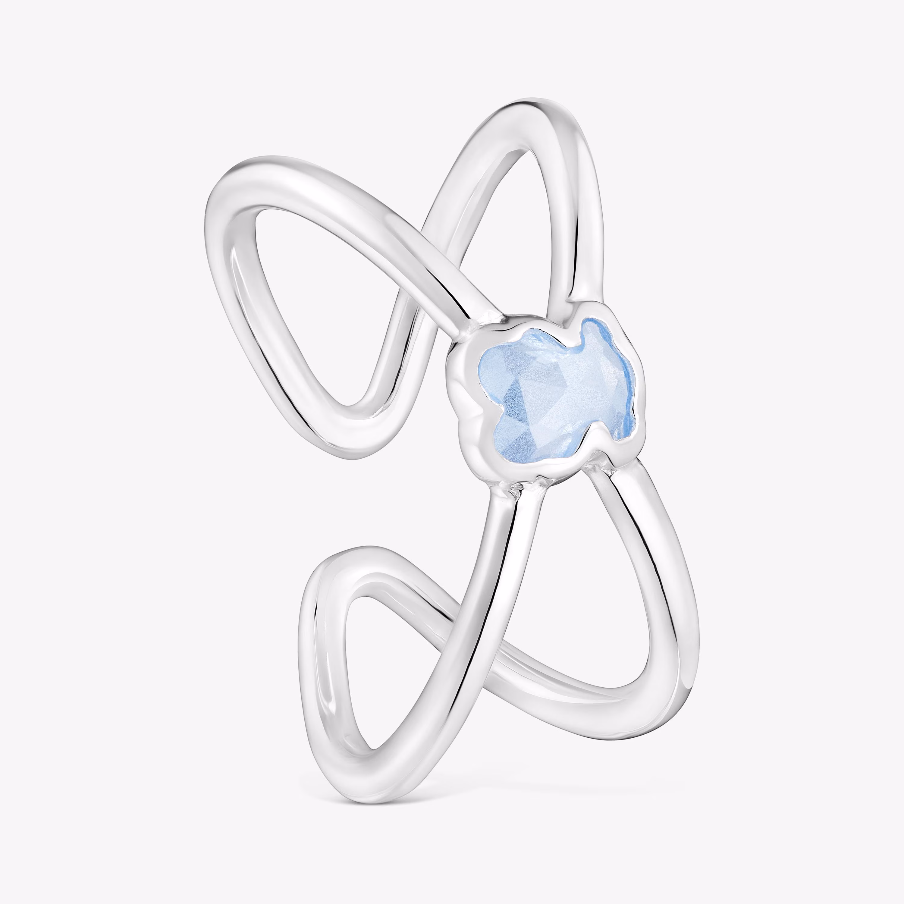 Anillo pequeño de plata y espinela azul creada en laboratorio Icon Color LGG