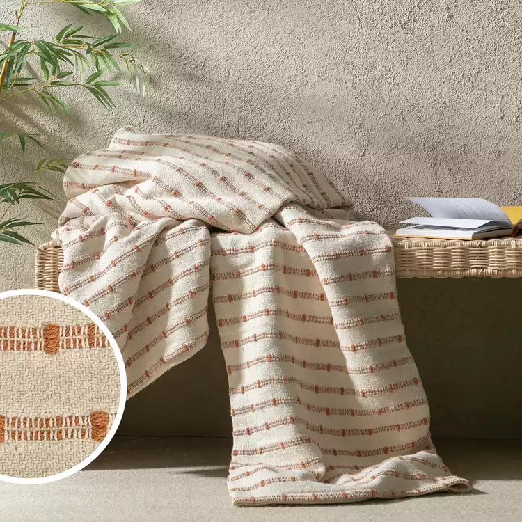Habitat Global Throw - Neutral & Rust - 200x220cm