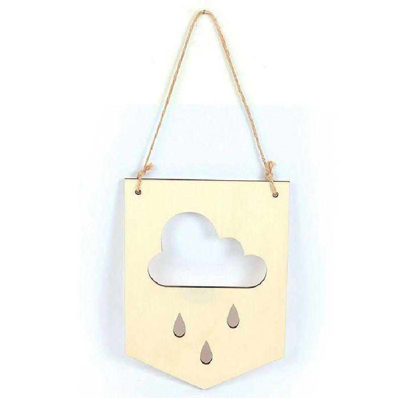 NUAGES - Suspension fanion en bois nuages 20 x 15 cm