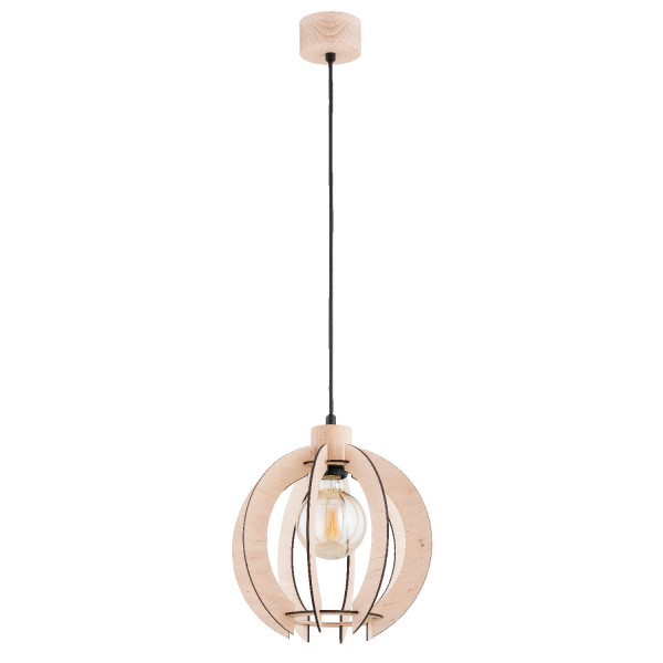 Lampa wisząca jasne drewno-czarna ISKRA 1xE27x15W wym: 90x27x27 cm Alfa