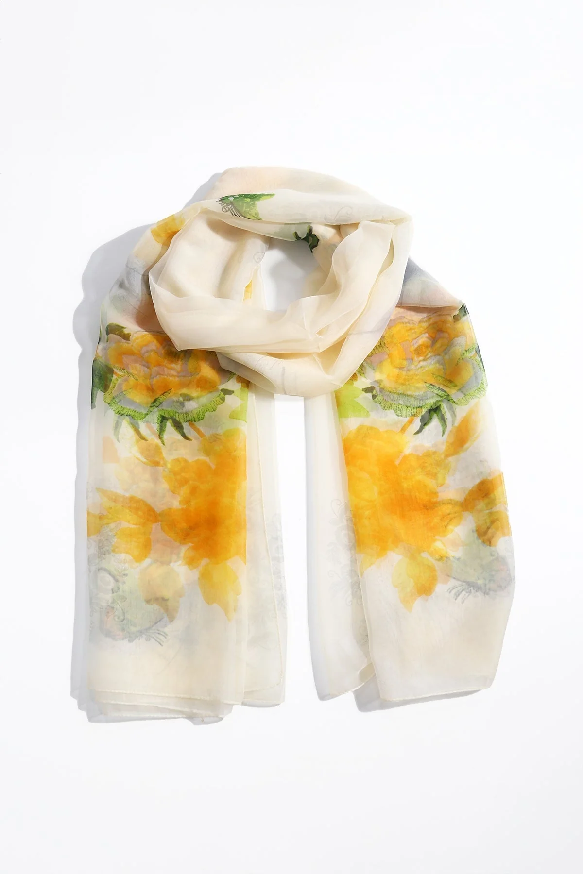 Yellow Two Tone Floral Scarf