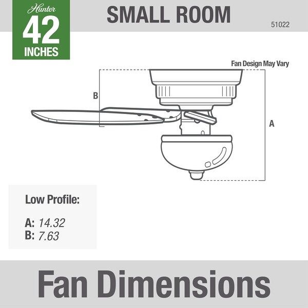 Hunter 42" Conroy Low Profile Ceiling Fan with LED Bowl Light and Pull Chain