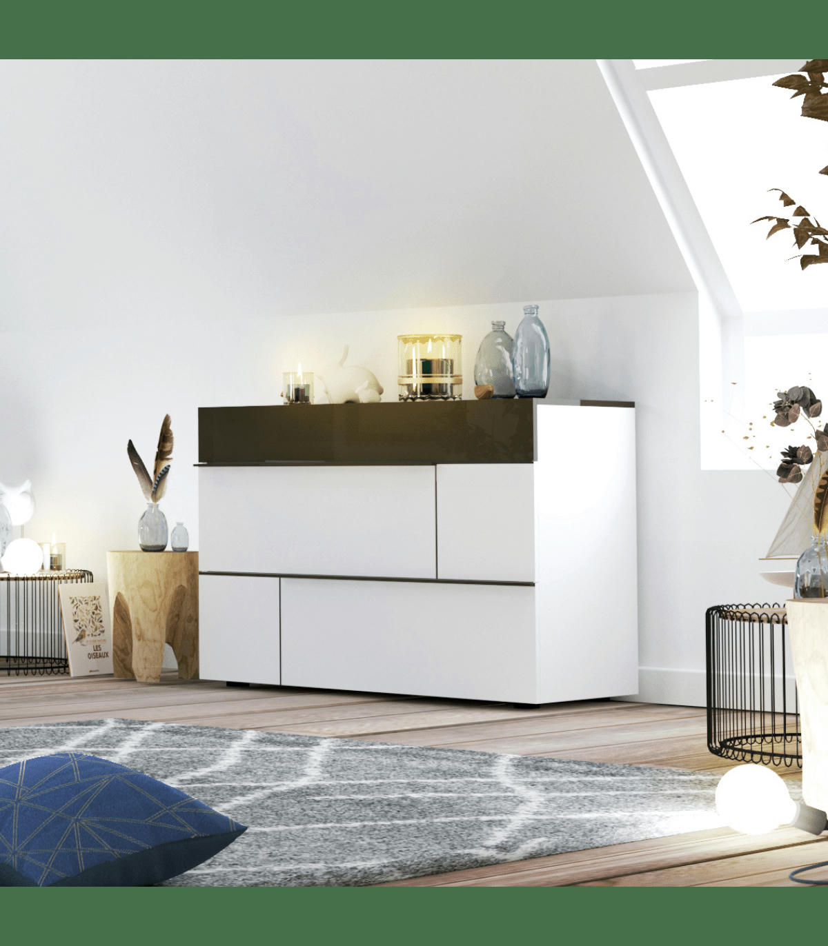 PRADO - Commode Moderne 3 tiroirs L120 cm