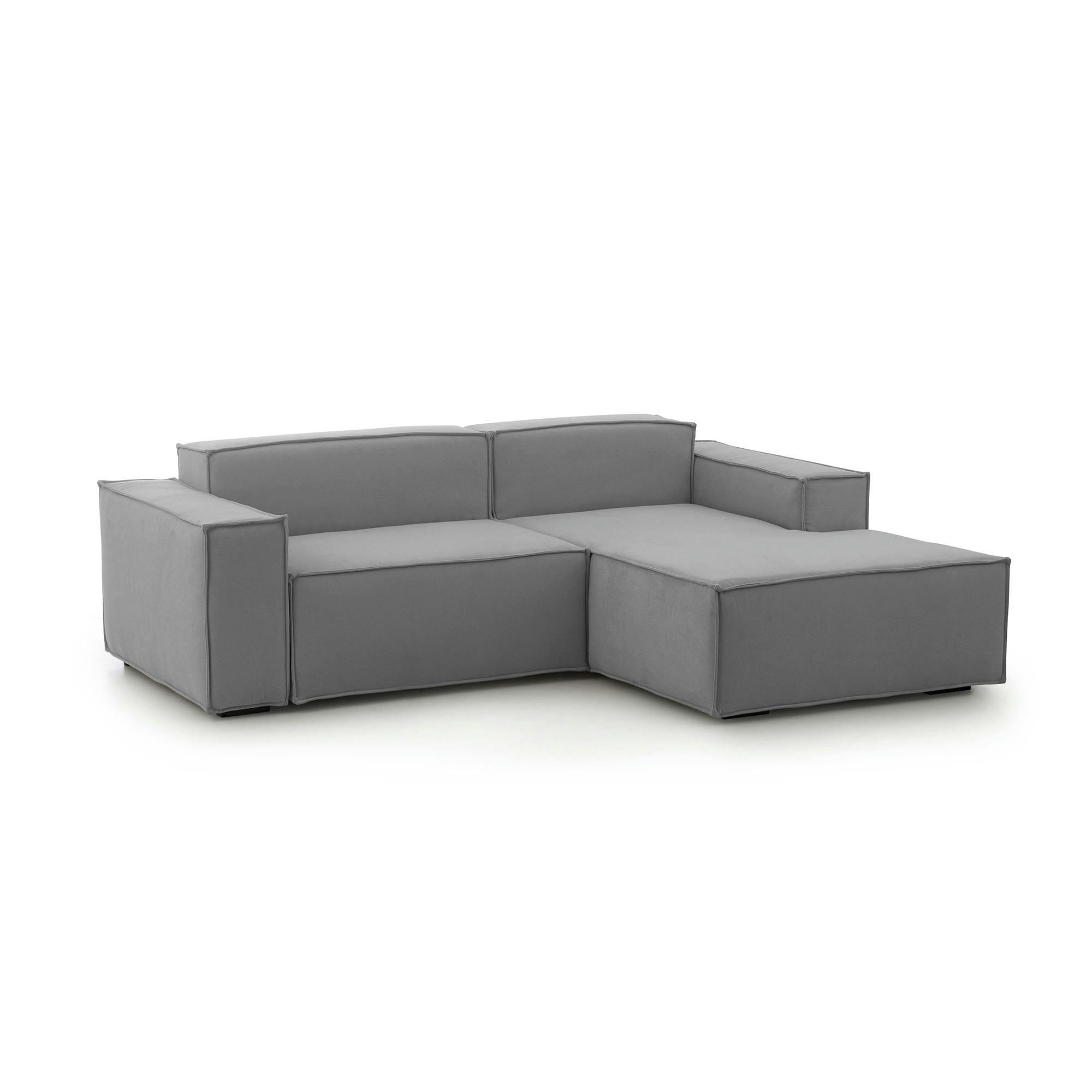 DLORENZ - Canapé d'angle 2 places en tissu gris