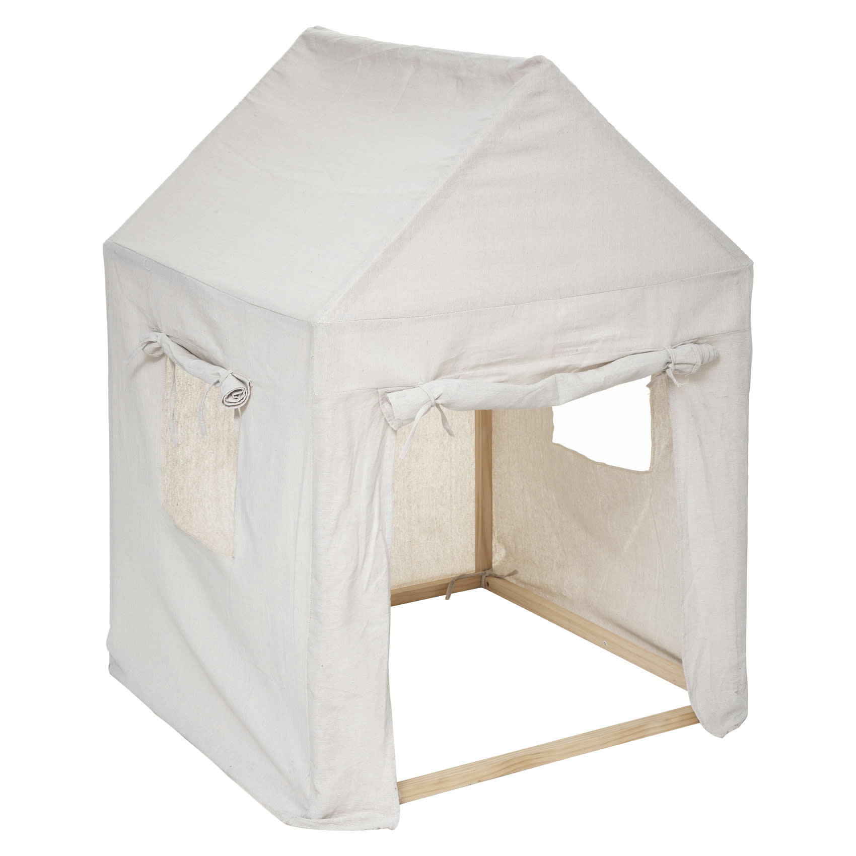 - Cabane enfant en toile coton beige 77x77x115