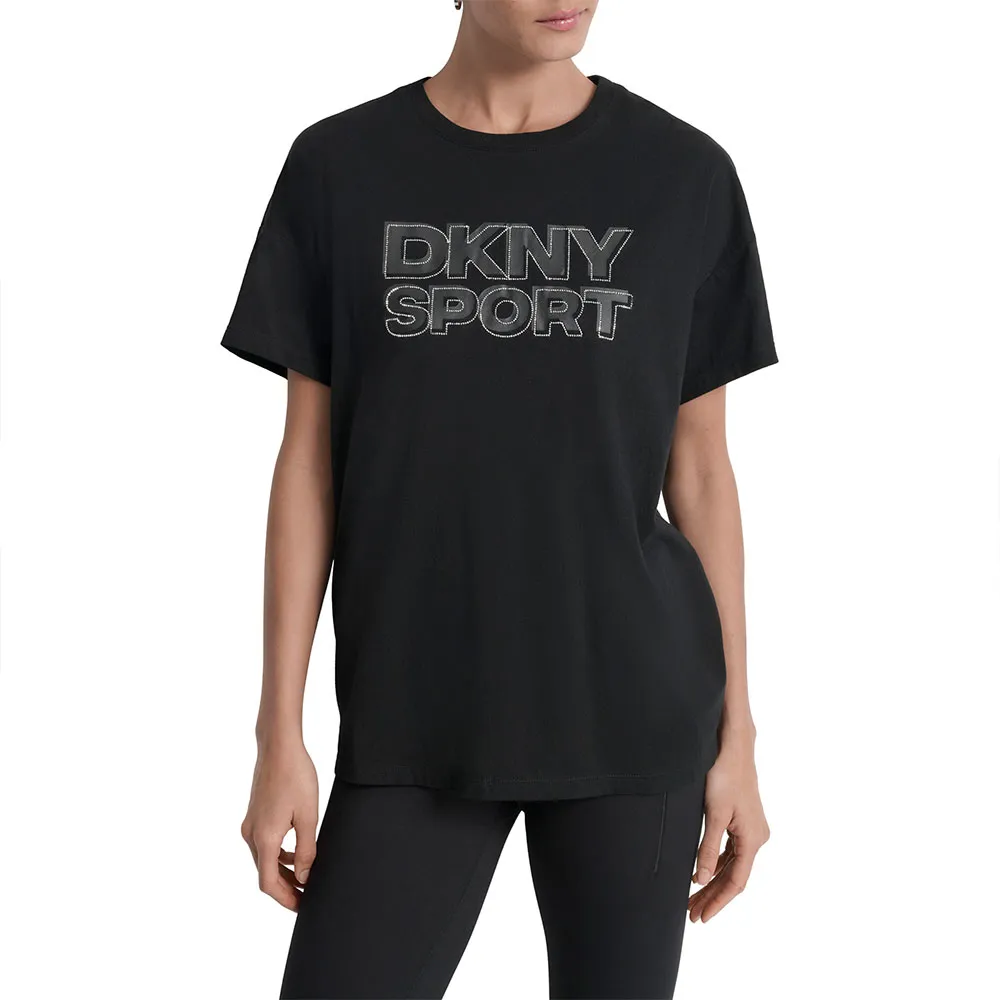 DKNY Sport Outline Rhinestone Logo short sleeve T-shirt