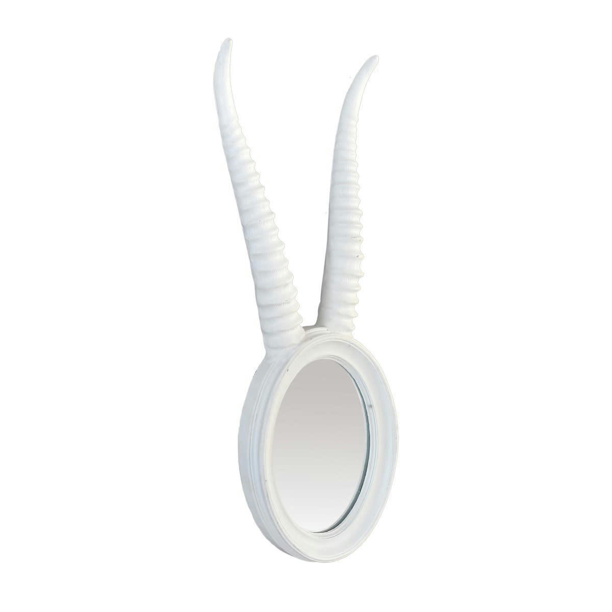 - Miroir ovale cornes gazelle blanc 17x48cm