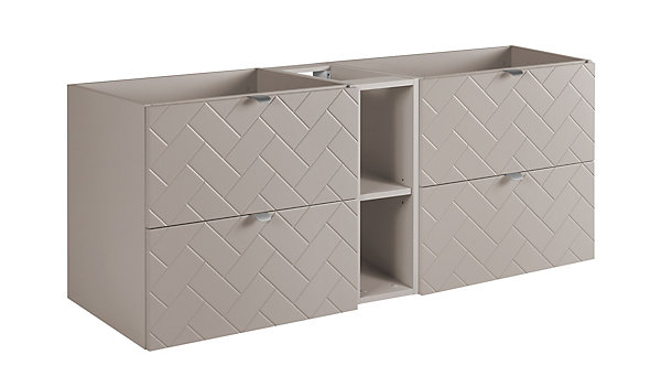 Meuble de salle de bain, Cachemire, 140 x 57 x 46 cm, poignées argentées