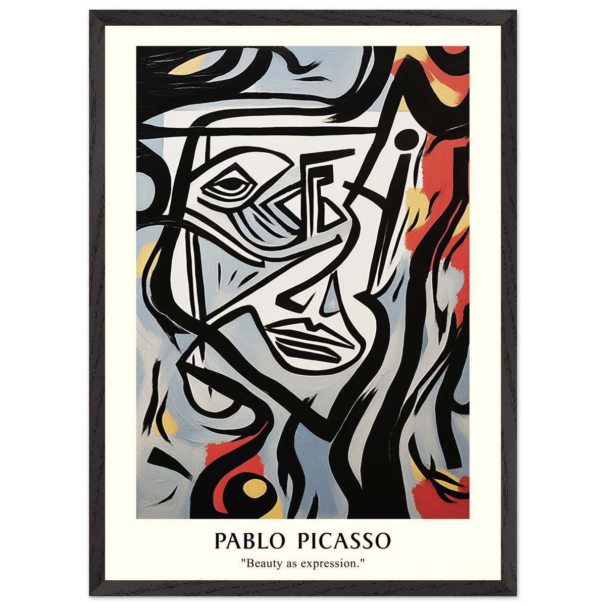 Artfulprints Poster met Lijst Pablo Picasso - Beauty as expression  - 50x70 cm - Meerkleurig
